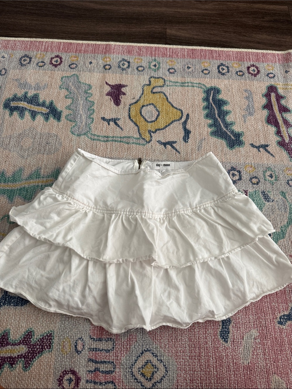 Day + Moon White Tiered Ruffle Skirt